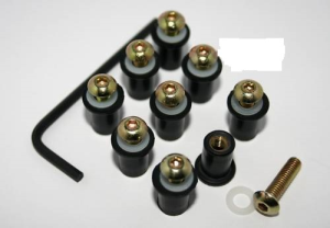 Gul förzinkade skruvar och muttrar till kåpglas, Ducati 748/916/996/998