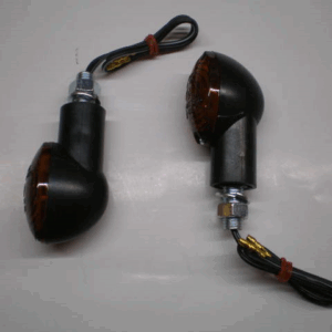 2 Svarta ovala miniblinkers, glödlampa